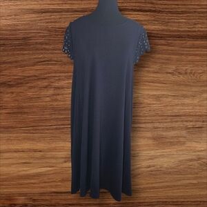 LOFT Navy Blue Swing Dress with Lace Cap Sleeves Size XL